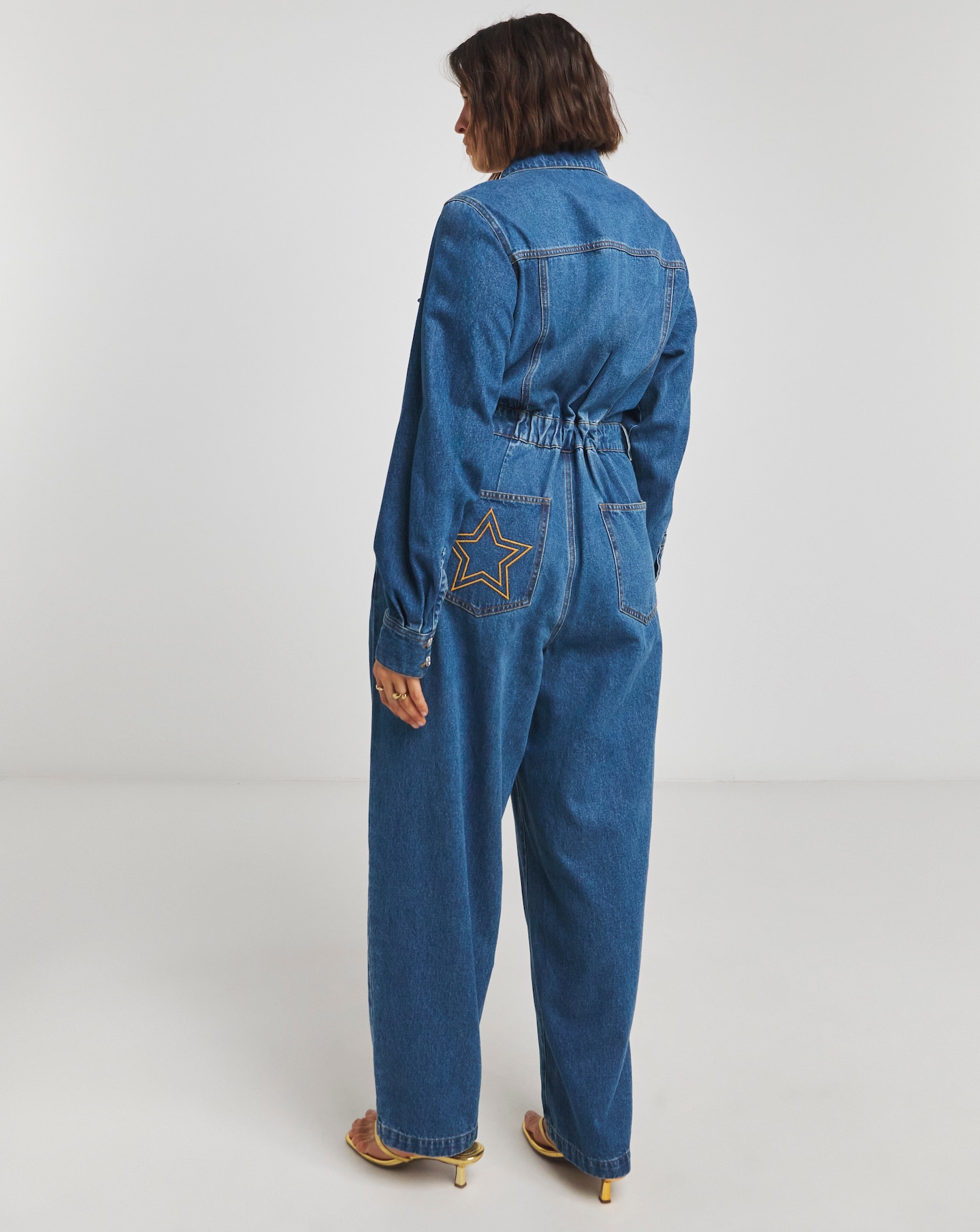 Mid Wash Tapered Leg Jumpsuit Simply Be