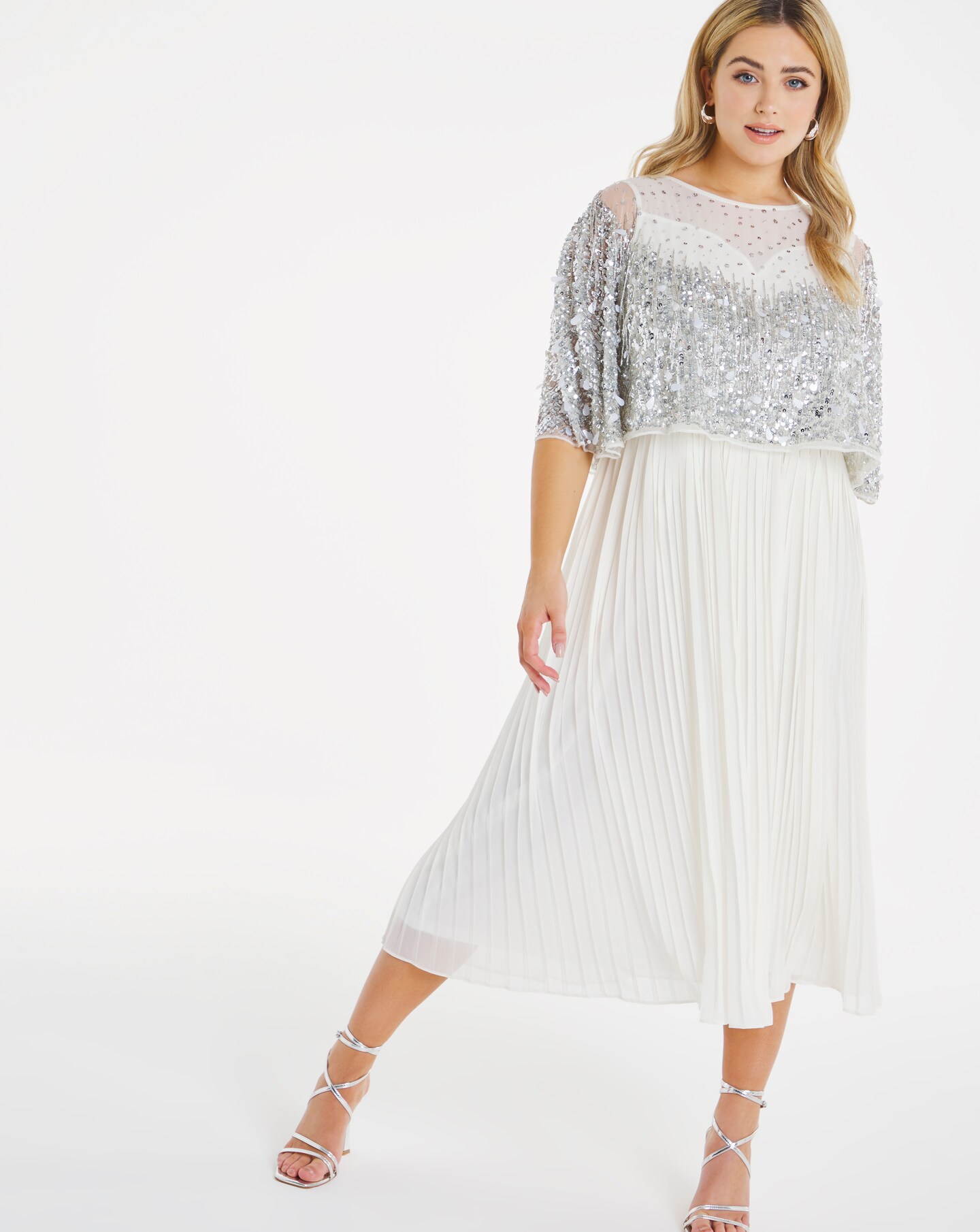 sequin pleated dress