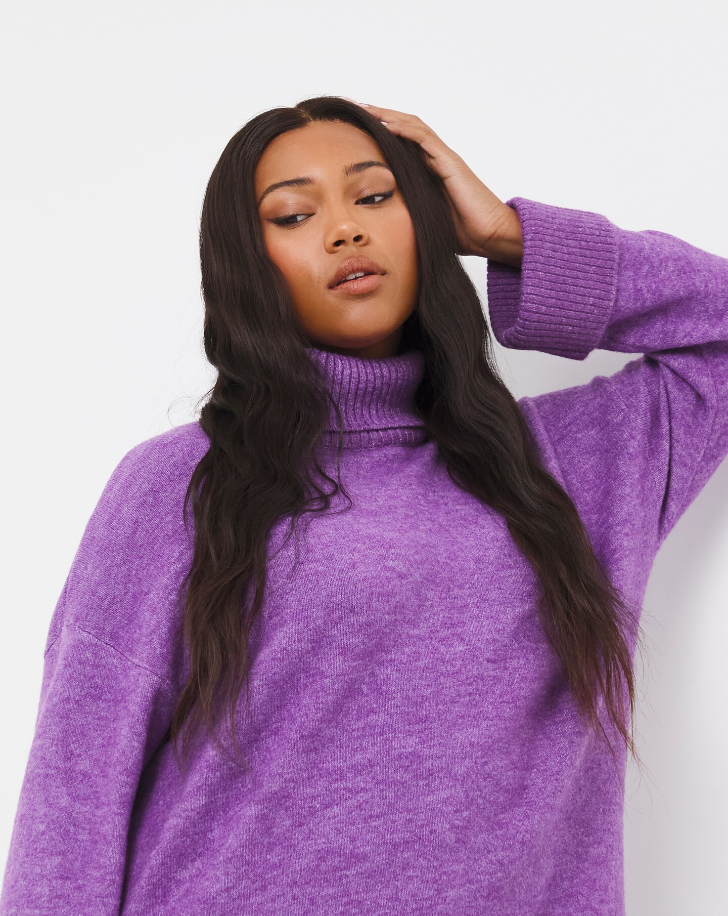 Purple Roll Neck Tunic Jumper | Simply Be