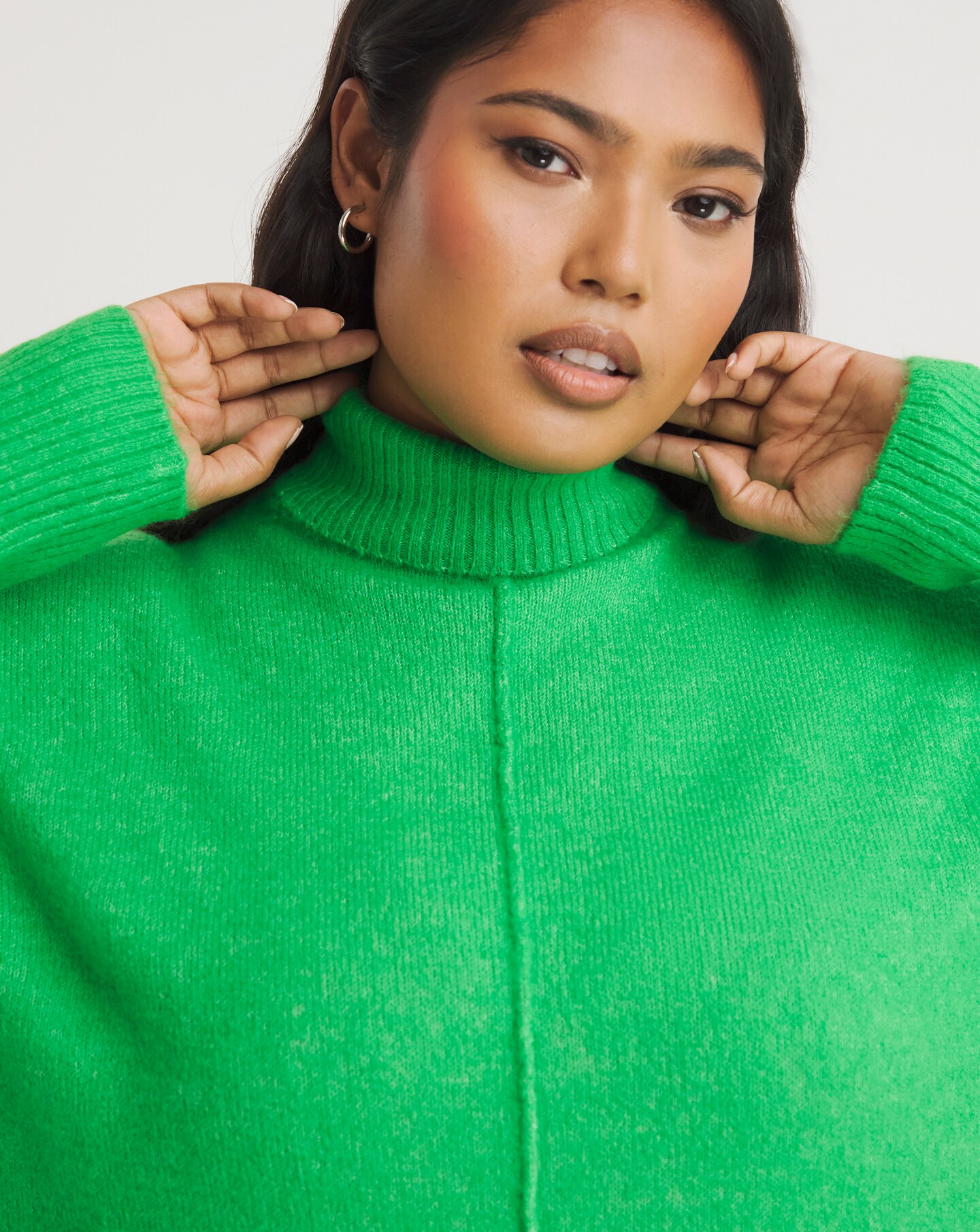 Green Roll Neck Longline Jumper