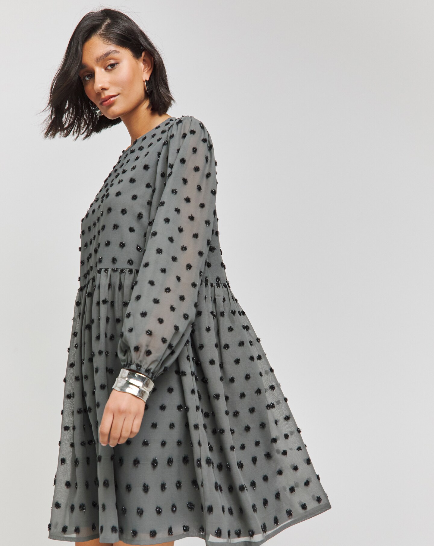 Grey Spot Oversized Smock Dress Simply Be