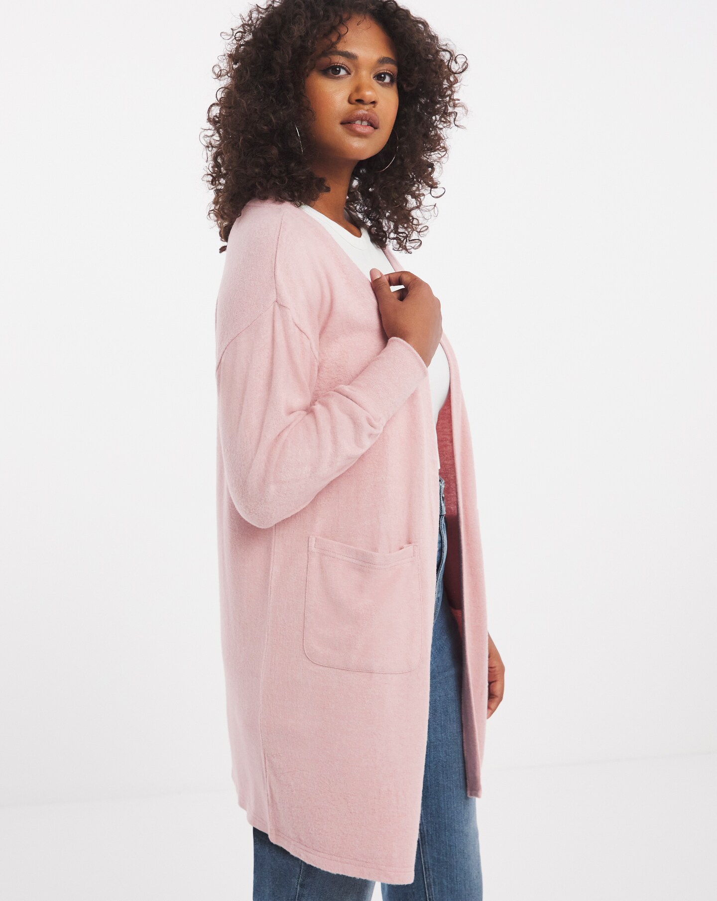 Knit Look Volume Sleeve Cardigan 